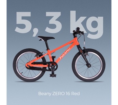 BEANY Dječji bicikl Zero, 16", crveni, 5,3 kg